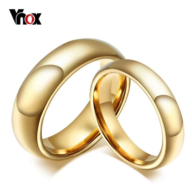 Vnox 6 mm/8 mm-es Wolfram-Karbid jegygyűrűt a Nők / Férfiak Klasszikus Arany-szín 0