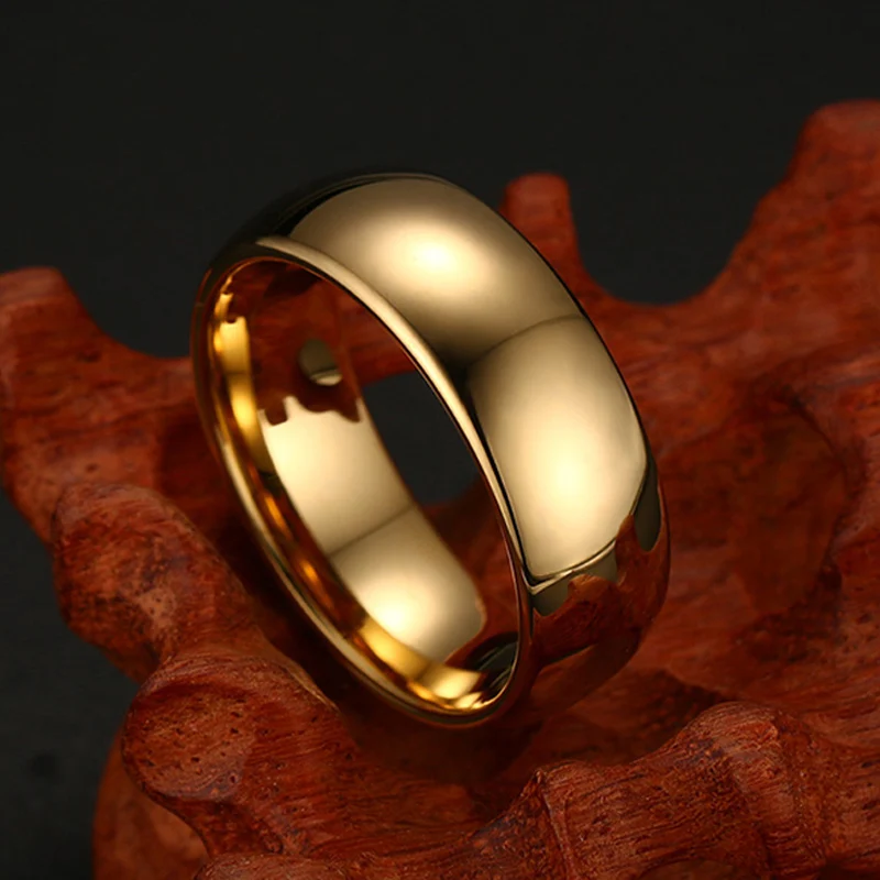 Vnox 6 mm/8 mm-es Wolfram-Karbid jegygyűrűt a Nők / Férfiak Klasszikus Arany-szín 2