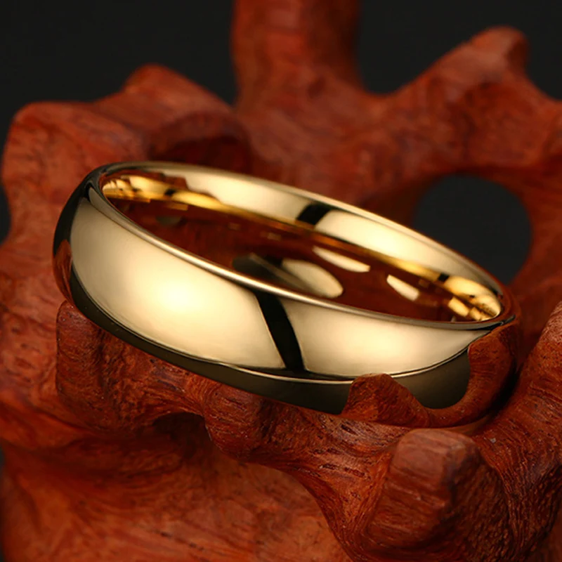 Vnox 6 mm/8 mm-es Wolfram-Karbid jegygyűrűt a Nők / Férfiak Klasszikus Arany-szín 3