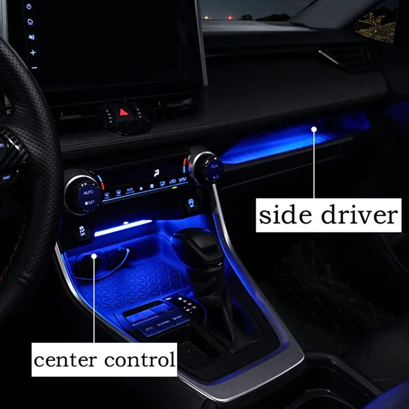 Autó középkonzol Hangulat Lámpa LED Műszerfal Hangulat Fény Csík Toyota RAV4 2019 2020 LHD 4
