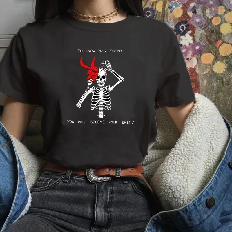 VIP HJN Tudni, Hogy Az Ellenség Graphic Tee Csontváz, Illusztrációk, Sorozat Női Póló T-shirt Harajuku Hpister póló 1