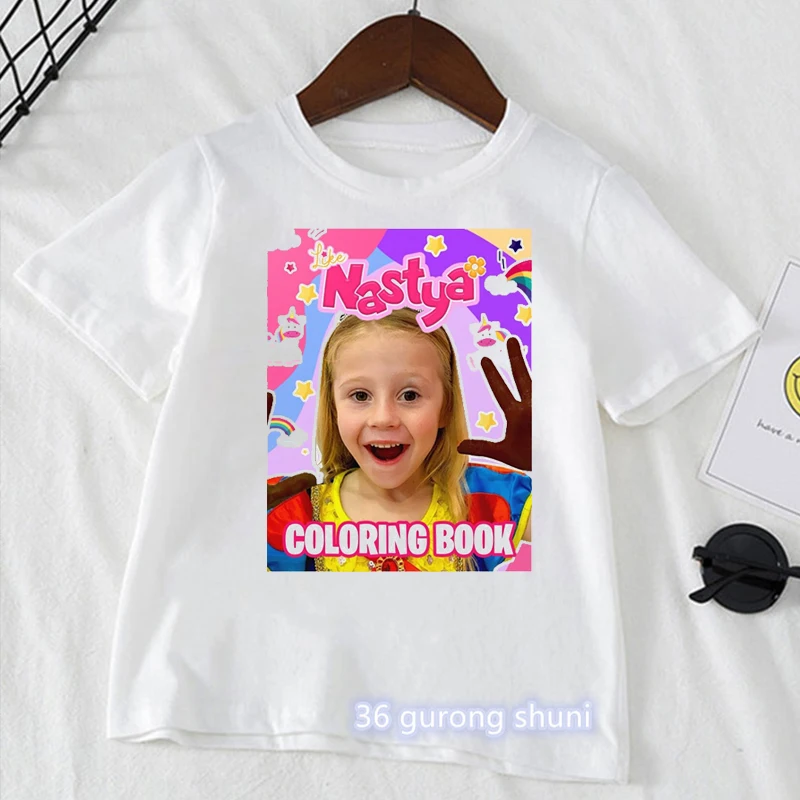Szivárvány Unikornis, Mint Násztya Grafikus Nyomtatott Tshirt Lányok Aranyos Gyerek Ruha Fehér Rövid Ujjú Póló Harajuku Ing Streetwear 5