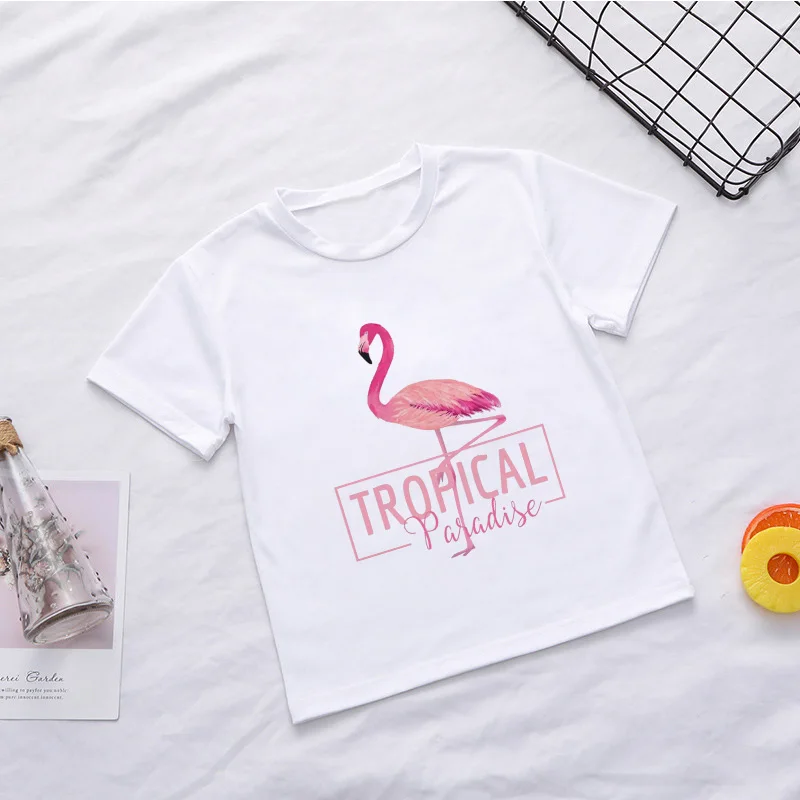 2020-as Nyári Aranyos Gyerekek T-shirt Flamingo Rajzfilm Lány Póló Gyermekek Kerek Nyakú Lány póló koreai Alkalmi Design Fiúk Ing 0