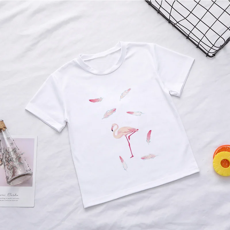 2020-as Nyári Aranyos Gyerekek T-shirt Flamingo Rajzfilm Lány Póló Gyermekek Kerek Nyakú Lány póló koreai Alkalmi Design Fiúk Ing 4