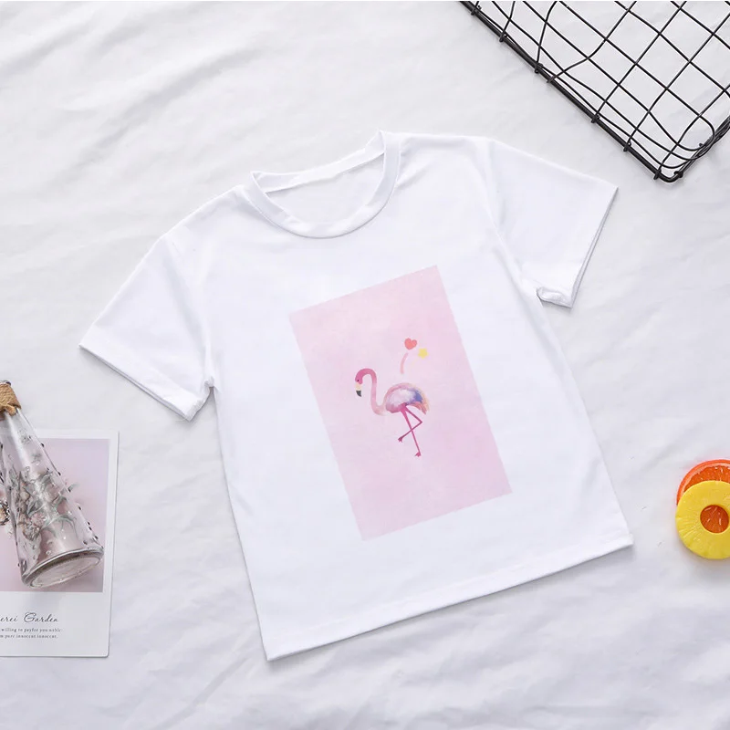 2020-as Nyári Aranyos Gyerekek T-shirt Flamingo Rajzfilm Lány Póló Gyermekek Kerek Nyakú Lány póló koreai Alkalmi Design Fiúk Ing 5