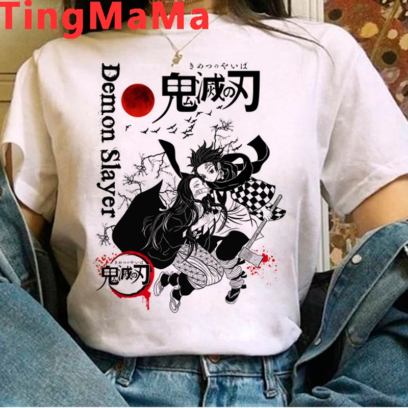 Forró Japán Anime Démon Vadász Kimetsu Nem Yaiba Póló Nők Kawaii Démon Vadász Tshirt Tanjirou Kamado Grafikus Póló Női 4