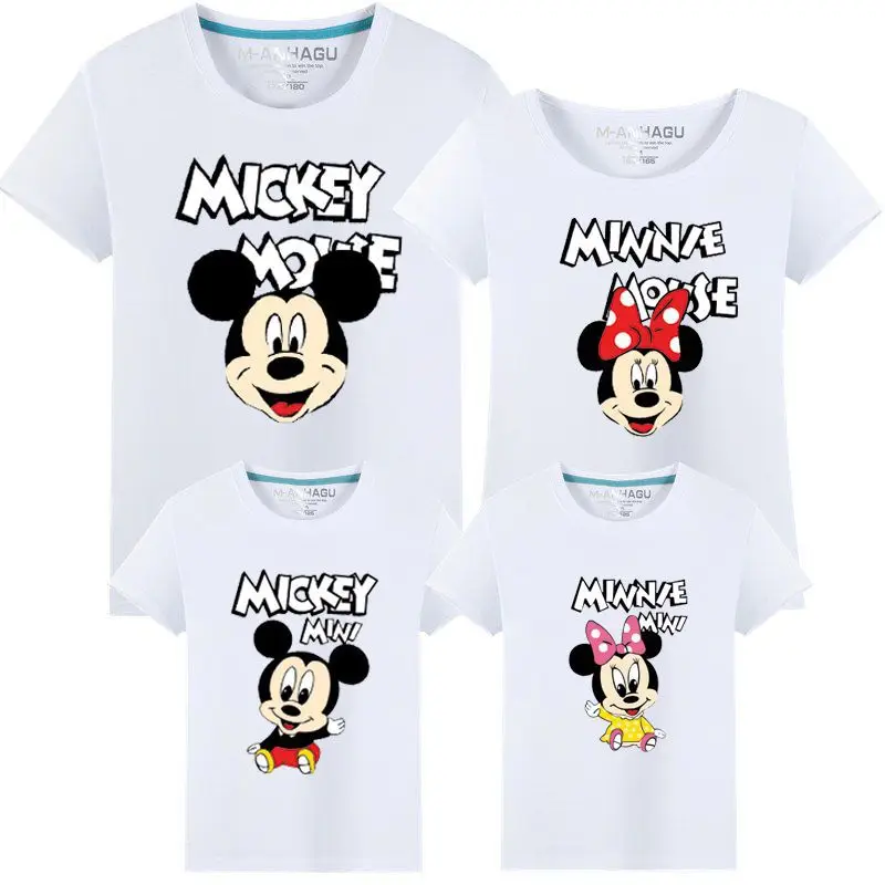 A Disney Család Mickey Egér póló baba-mama Ruházat Mama, valamint Mini Ruha póló Pamut Nézd Fiúk Anya Anya Ruhák 4
