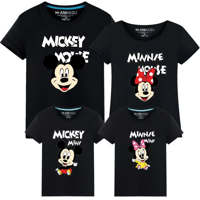 A Disney Család Mickey Egér póló baba-mama Ruházat Mama, valamint Mini Ruha póló Pamut Nézd Fiúk Anya Anya Ruhák 5