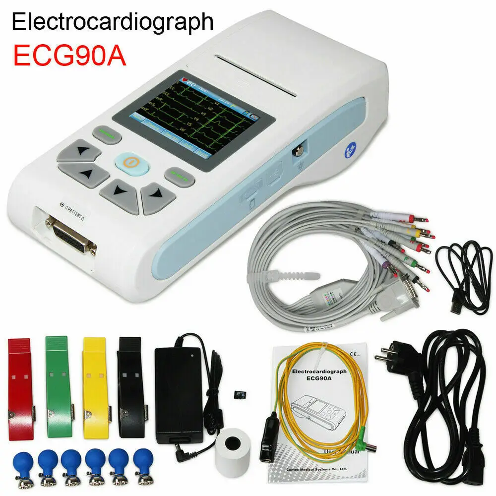 CONTEC ECG90A Hordozható Kézi 12 Csatorna 3/6/12-vezető érintőképernyő EKG EKG gép Szoftver 1